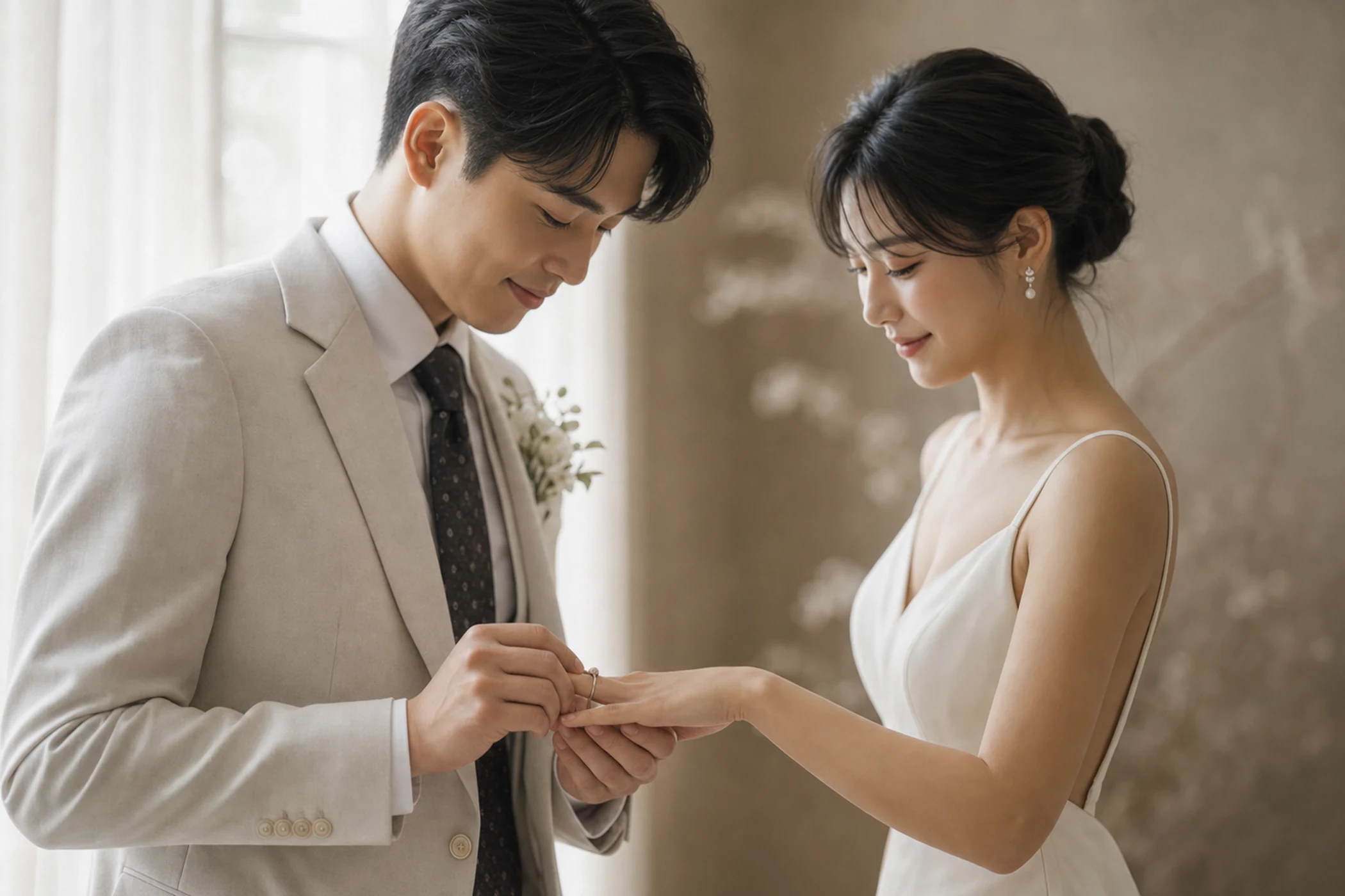 新人交換戒指特寫